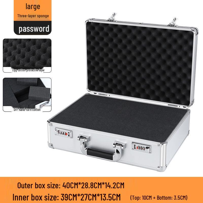 Aluminum Alloy Password Briefcase for Document and Tool Storage