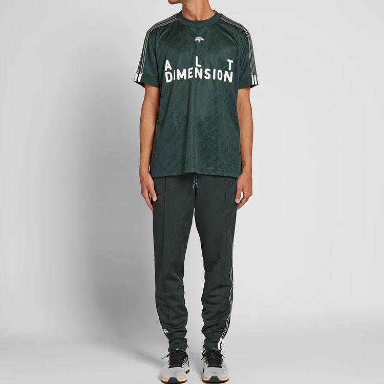 Adidas Originals Alexander Wang Striped Satin Sports Short Sleeve Football Shirt Men Shirts Green CW0506