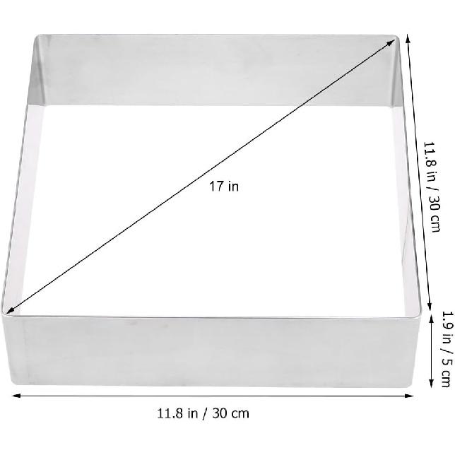BESTonZON 17 Inch Square Mousse Mold, Non-Stick Seamless Stainless Steel Cake Ring, Baking Supplies, Cutter, Kitchen Pie Mold for Home Baking
