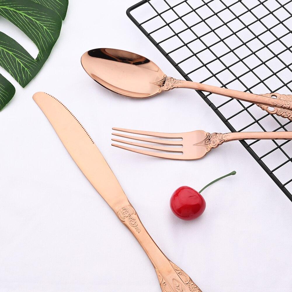 Купить Ретро Розовое золото Посуда Столовое серебро Набор 304 ...