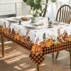Fall Rectangular Tablecloths Thanksgiving Autumn Harvest Pumpkin Mushroom Orange Buffalo Plaid Tablecover Home Party Table Decor