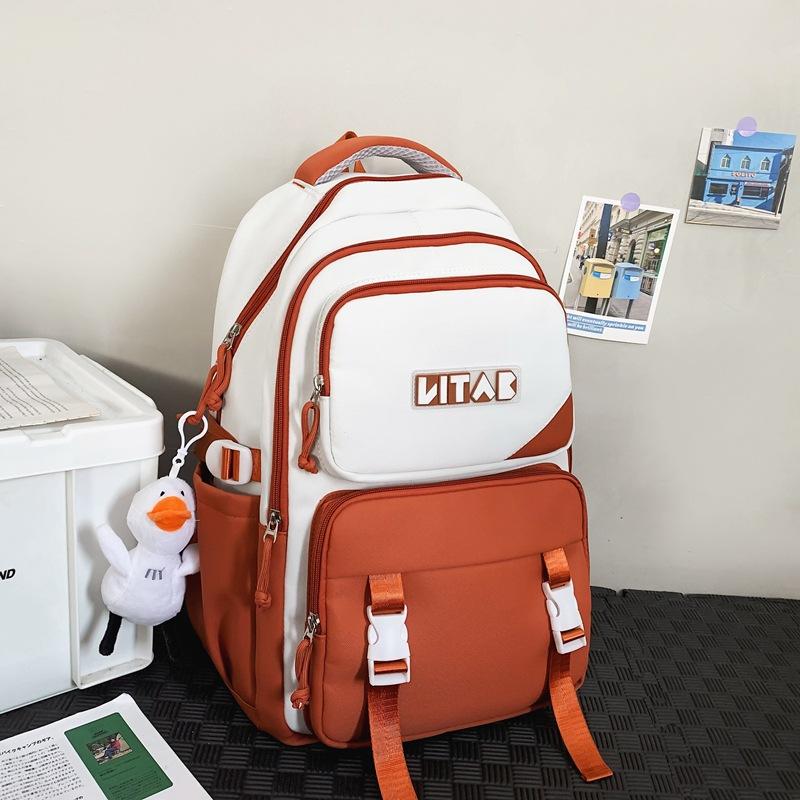 New junior high school schoolbag, college student college style casual simple backpack, fashion trend, middle school student backpack