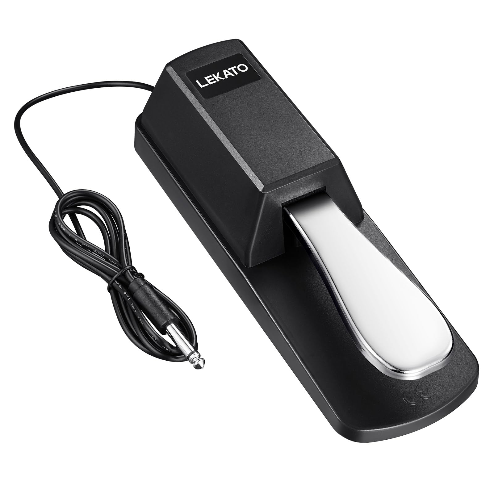 

Педаль сустейна LEKATO для клавишных, MIDI и цифровых пианино, Универсальная педаль для пианино с переключателем полярности, 14 штекер 6,35 мм, Совместима с