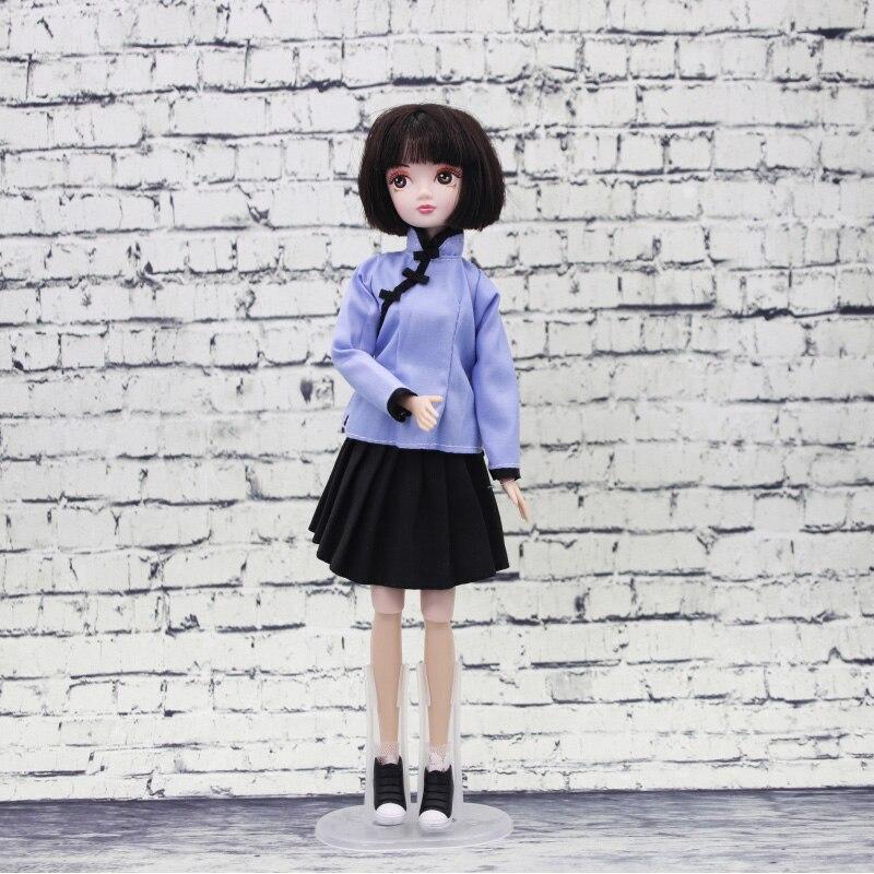 Blue Handmade Doll Accessories Unique Tops Dress For Dolls Costume Clothes For Doll Chinese Traditional Clothes for Barbie Dolls