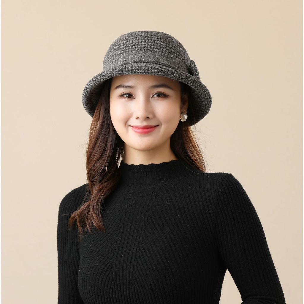 Autumn and Winter Hat Women's Thickened Woolen Bucket Hat Spring and Autumn Basin Hat Cloth Hat
