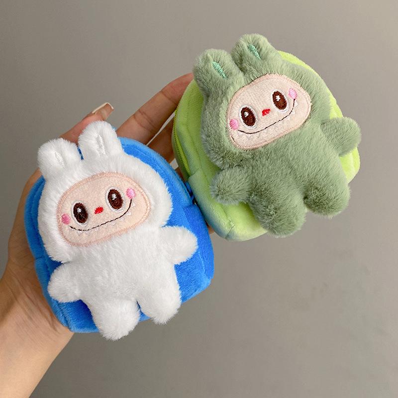 Nuovo Portamonete Labubu di Peluche, Cordoncino Intrecciato di Peluche, Portachiavi, Portafoglio Zero Cartone Animato, Ciondolo Carino per Zaino, Borsa Casual Portatile, Regalo