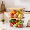2 Set Pantry Organizers with Bamboo Lids Stackable Clear Bins for Potato Fruit Vegetable Storage Kitchen and Under Sink Organiz