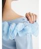 Selford Ruffle Rib Knit Top CWNT251096 SAX 2-Way Women's