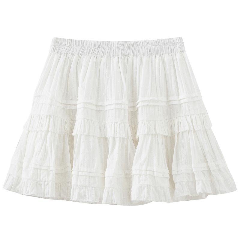 Ruffled Skirt for Women Spring Summer High Waist Cute White Shorts Skirt White Ballet Style Female Clothing Y2K Korean Fashion