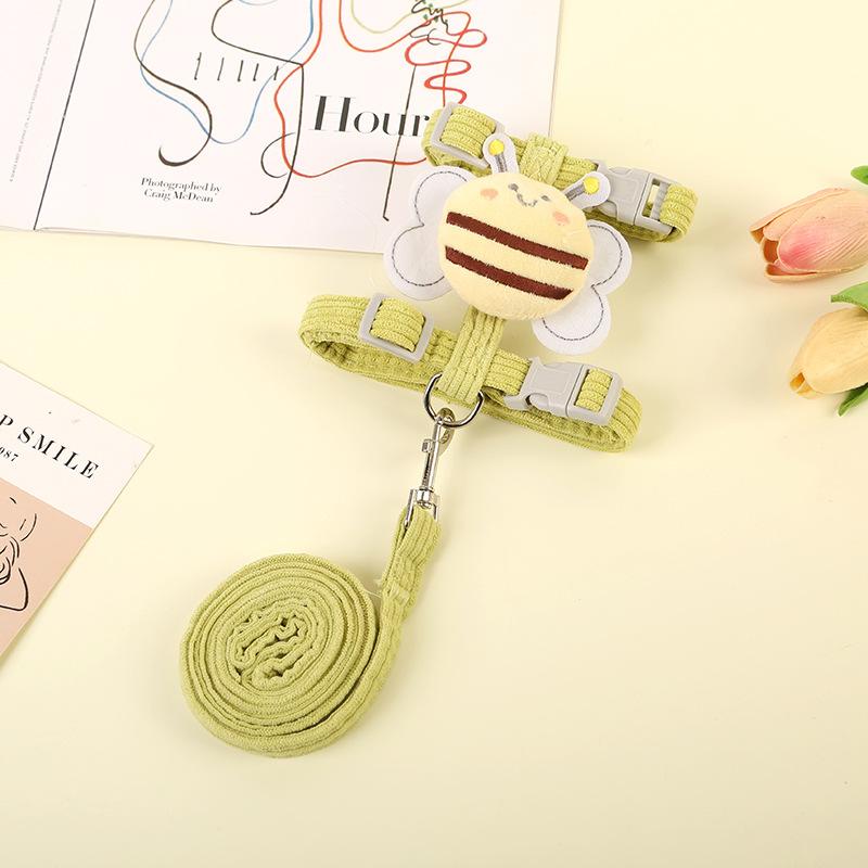 Pet Supplies Cat Traction Rope Cute Bee H-shaped Pet Strap Pink Cartoon Pet Outdoor Set Adjustable Non Tight Chihuahua Bomei Anti Loss Pet Lead