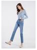 Petite Light Blue High Waist Straight Leg Cigarette Jeans for Women - Slimming Eight/Nine Length (Spring/Summer 2024)
