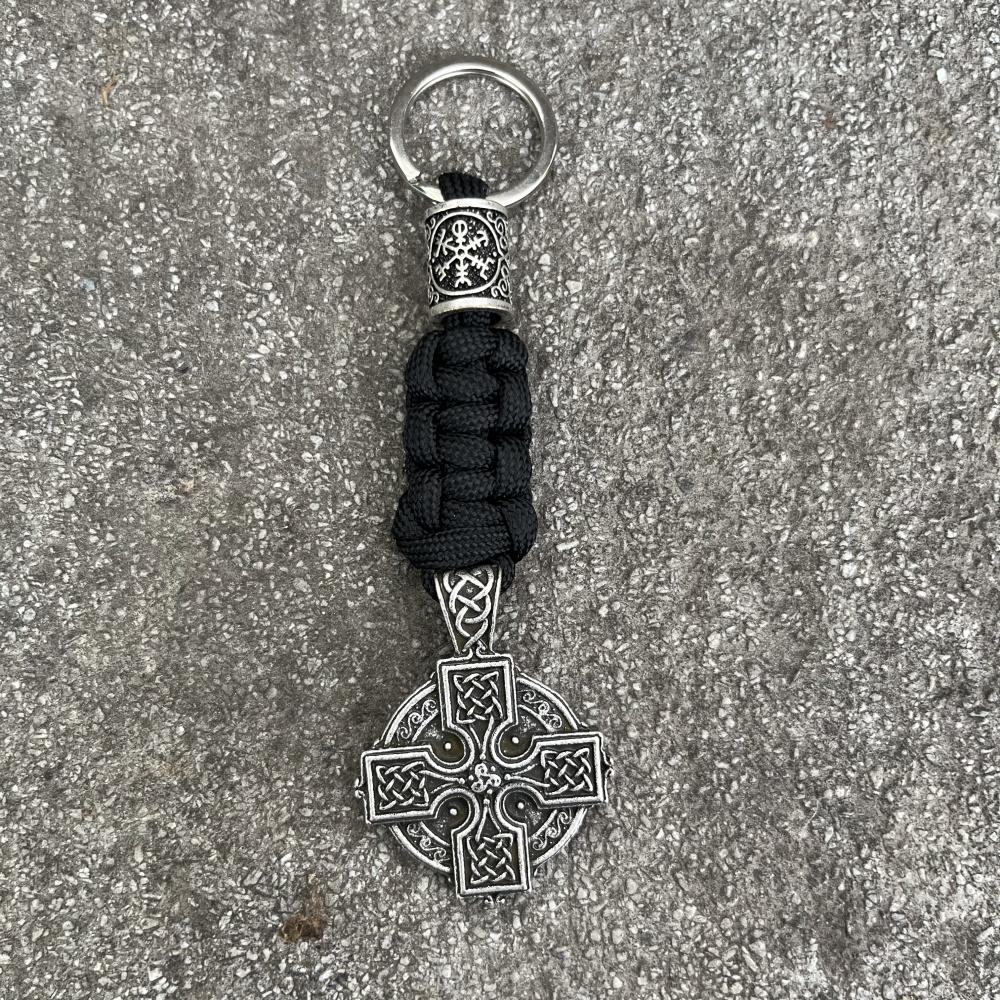 Nostalgia Norse Viking Irish Knot Cross Shield Druid Amulet Trinity Runes Beads Keychain Paracord Accessories