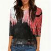 Women's Casual Round Neck Three Quarter Sleeve Halloween Print T Shirt Top Lightweight Comfortable Fit