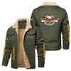 Mens Winter Fleece Lined Cotton Jacket Slim Fit Stand Collar Sport Coat With Graphic Prints European Size