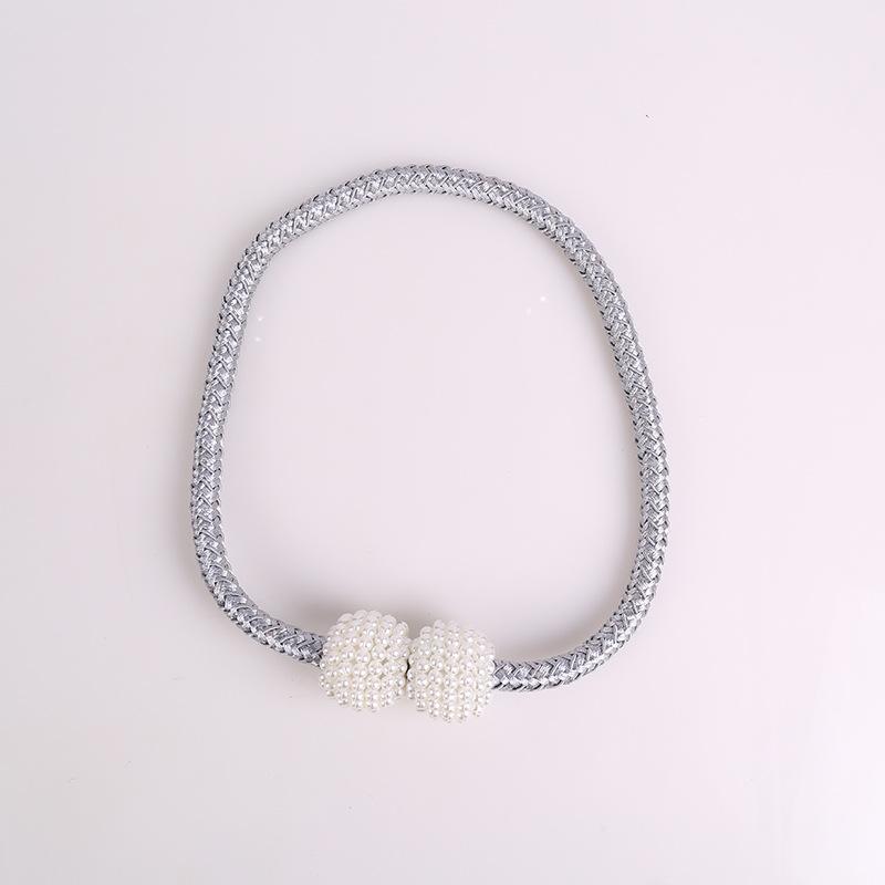2pcs/Set Magnetic Curtain Tiebacks with Faux Pearl Accents - Classic Polyester Cord Hooks for Home Decor, Elegant Window Curtains for Living Room