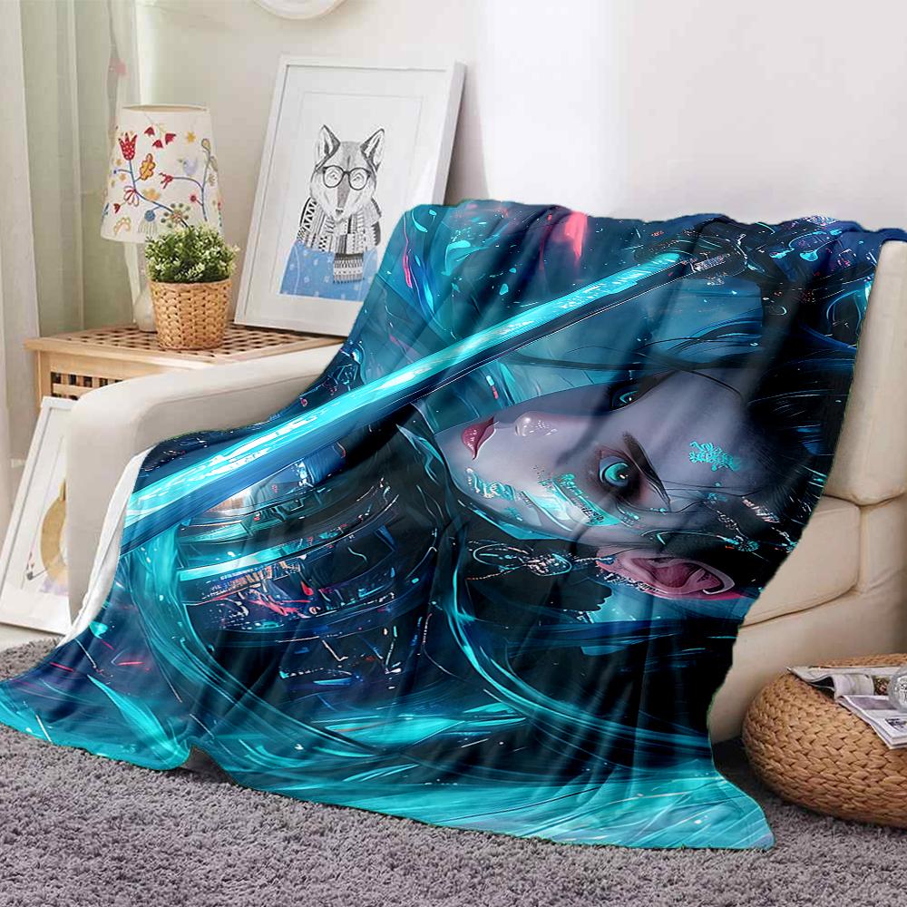 1Pc Cyberpunk Sword Warrior Flannel Blanket, Soft And Comfortable, Casual Warm, Camping Travel, Christmas, Halloween Xmas Gift S1646