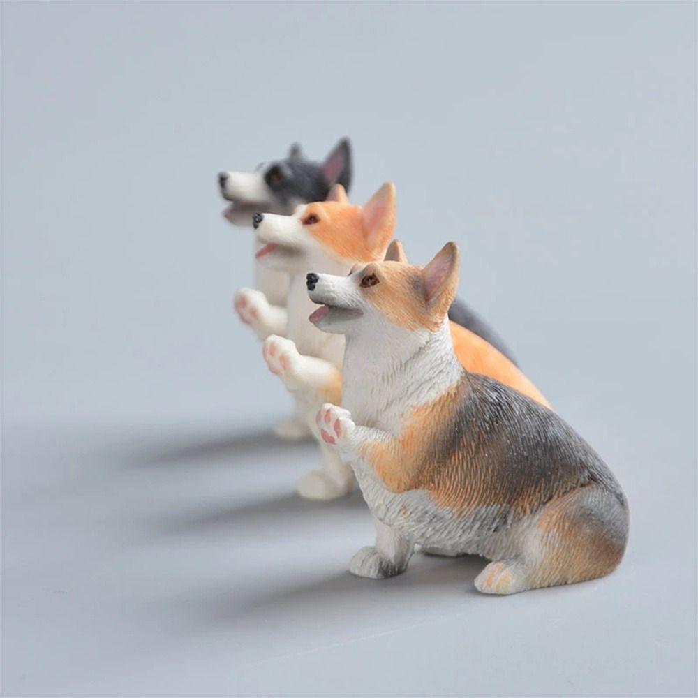 Figures Mini Animal for Kids Dog Doll Simulation Dog Corgi Model Car Ornament Miniature Figurines