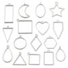 Bright Silver DIY Jewelry Pendant Charms: 16 Styles of Moon, Round & Heart Designs