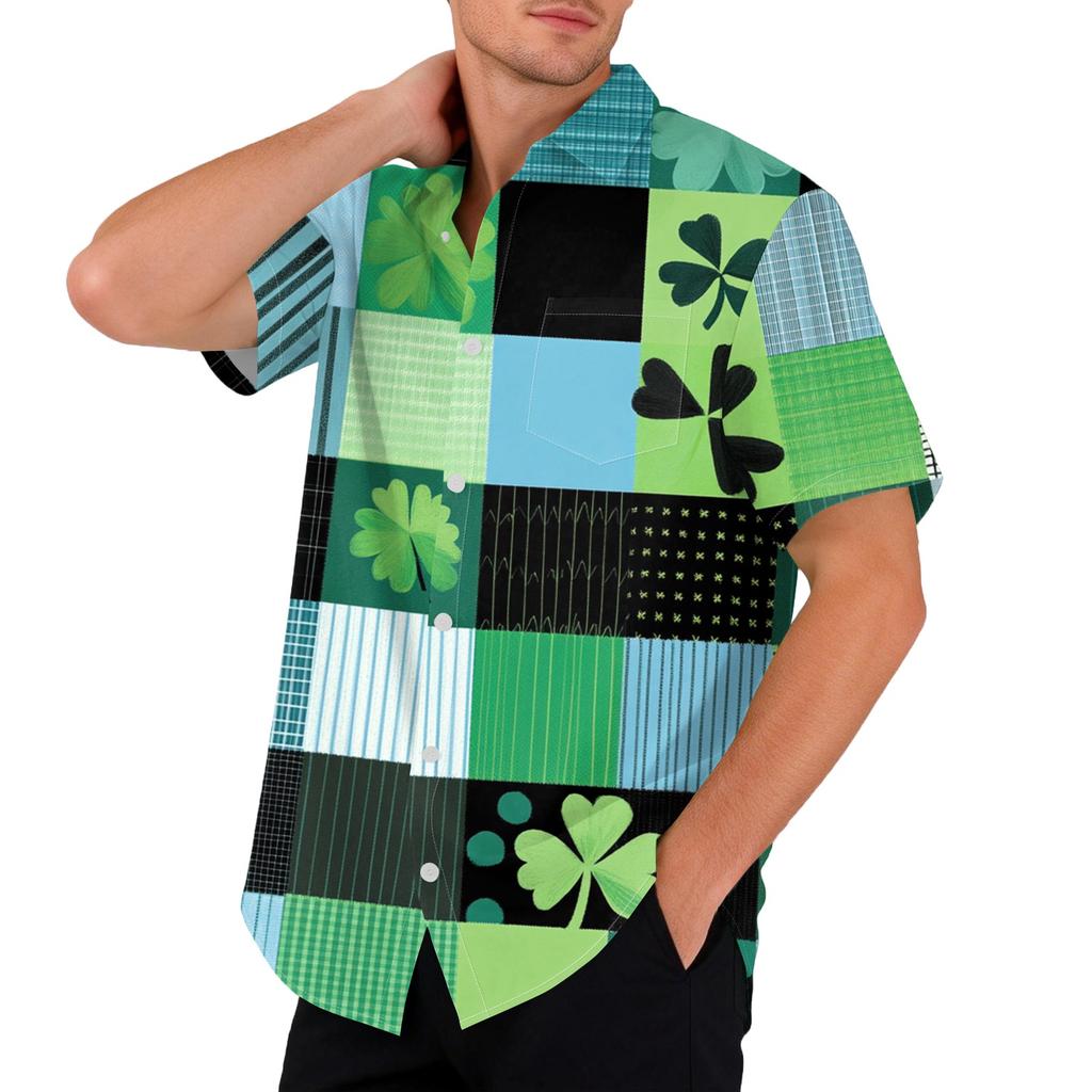 Men's loose and casual flag-print T-shirt, short sleeve shirt