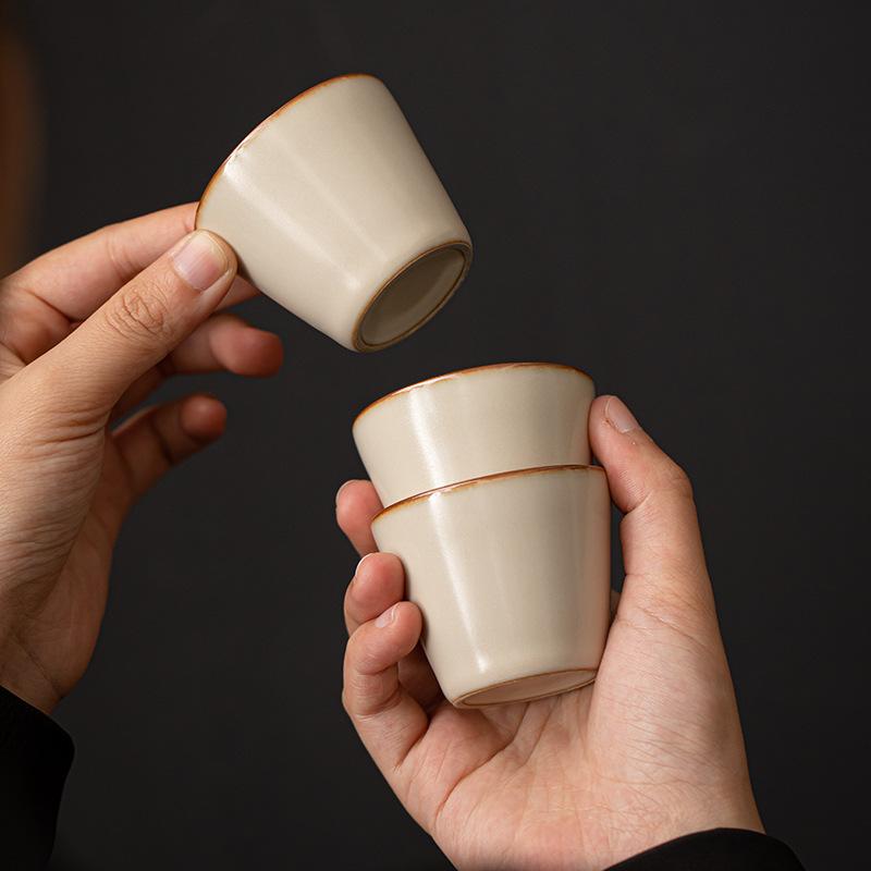 High-grade Ru Kiln Tea Cup Master Cup Iron Tire Kung Fu Tea Ceramic Personal Special Hat Cup Can Be Raised