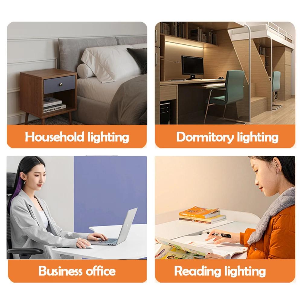LED Folding Single-Head Metal Eye-caring Desk Lamp 3 Colors Adjustable 10 Brightness Levels Flexible Rotating Lamp Head for Home