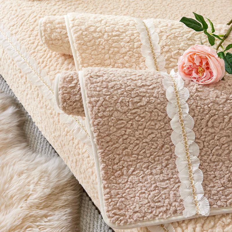 New Sofa Cushion Thickened Fleece Simple Modern Non-Slip Warm Cream Sand Leather Hair Cover Cover Towel