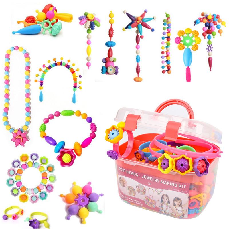 Childrens Diy Pop Bead Kit With Plastic Material For Creative Crafting And Parentchild Interaction