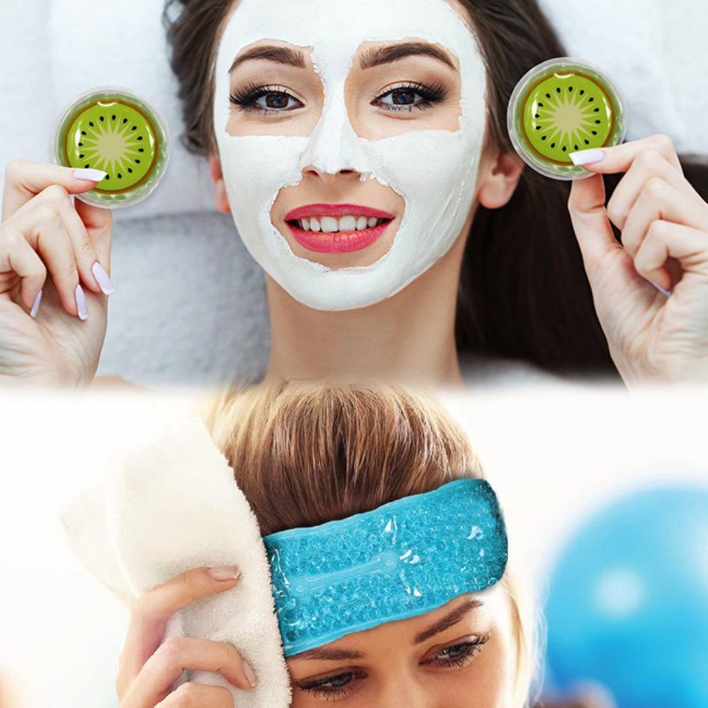 Hot/Cold Plush Gel Bead Migraine Wrap & Gel Ice Pack Reusable Cooling Eye Pads for Tension Headaches Sinus Pain Stress Relief