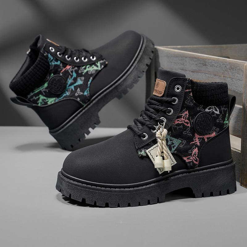 

Мужские ботинки хай-топ в британском стиле для путешествий на открытом воздухе, мужская нескользящая удобная модная и универсальная повседневная обувь 39