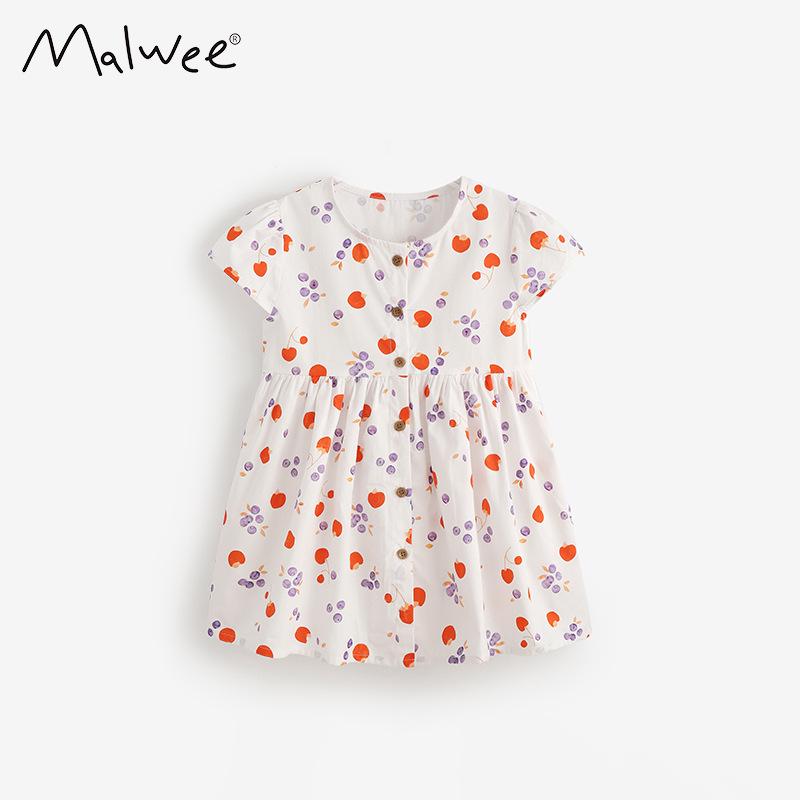 Летнее платье-принцесса Malwee для девочек - Милый европейский и американский стиль, с коротким рукавом, с круглым вырезом 120 cm
