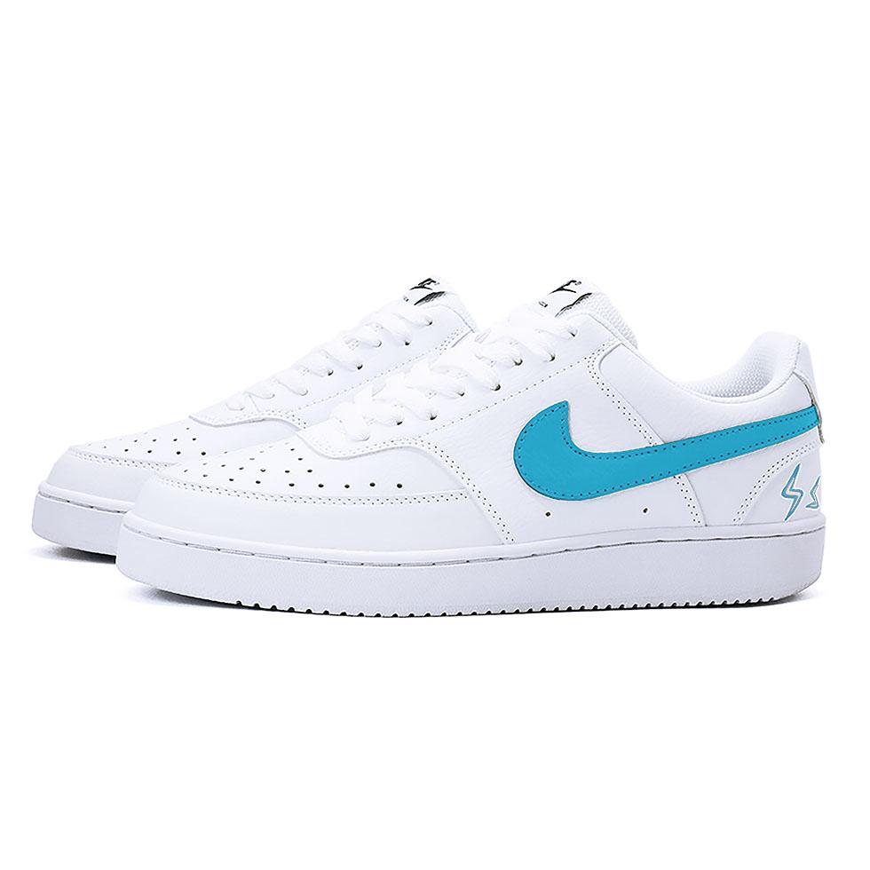 Nike Court Vision 1 Bay Pelle Blu Antiscivolo Resistenti all'Abrasione Basse Scarpe da Skateboard Unisex Blu Bianco DH2987-101(team488-)