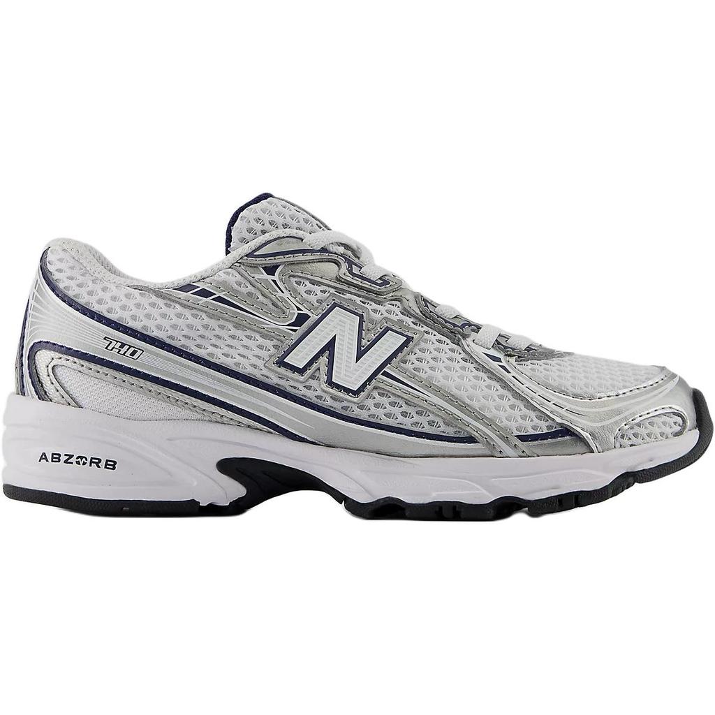 New Balance Nb 740 Bungee Lace Comfortable Fashion Shock Absorption Low Top Kids Sneaker Navy-Blue White PZ740WN
