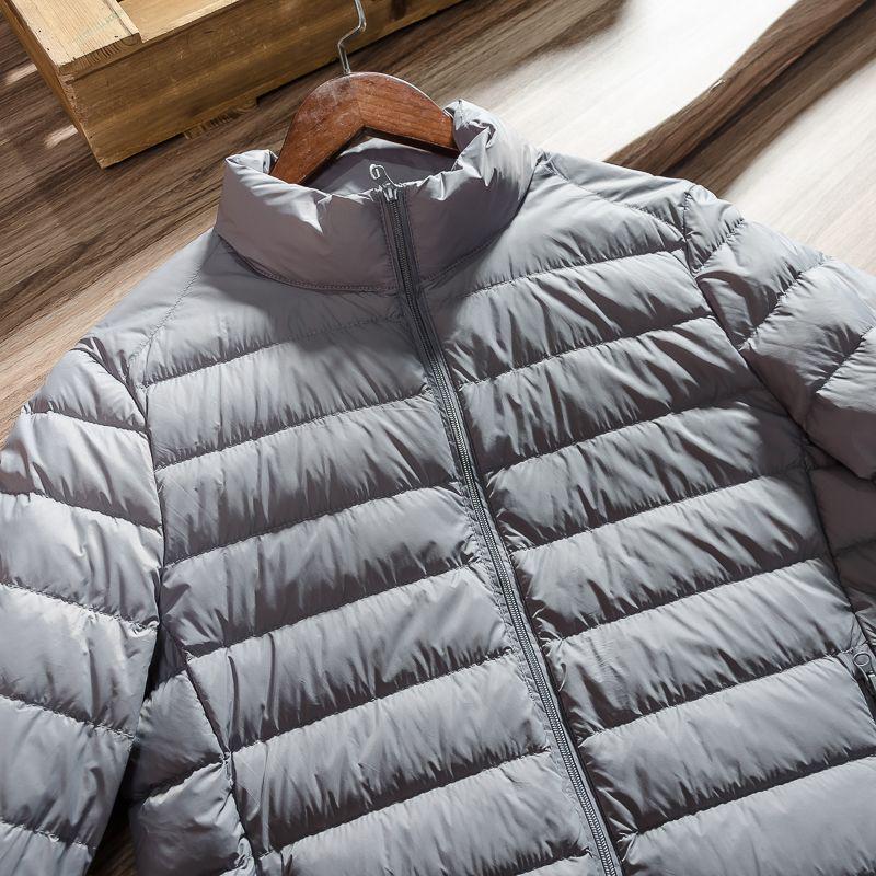 Men's Lightweight Stand-Up Collar Down Cotton Jacket - Solid Color, Warm, Versatile, Casual Winter Wear