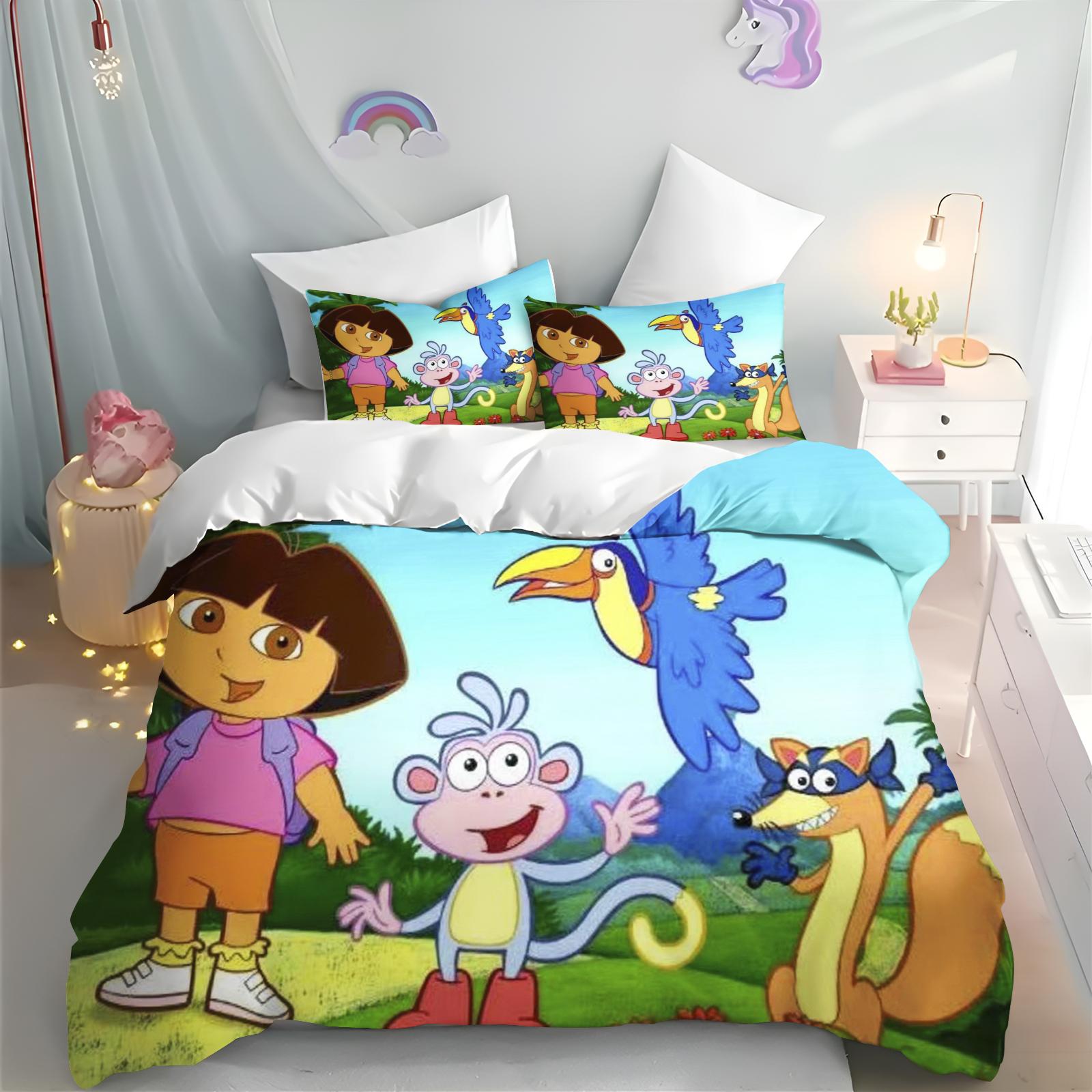 

Мультяшное постельное белье Пододеяльник Приключение Девочка Праздничный подарок Одеяло Тепло Детская Дора Спальня для девочек Постельные принадлежности 135x200cm