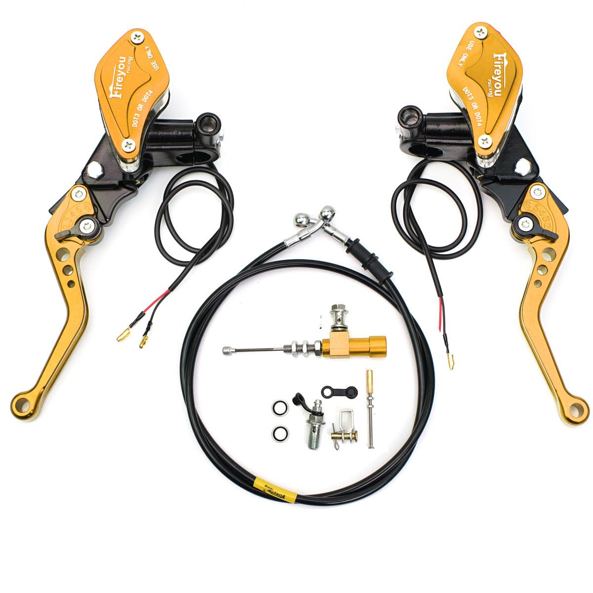 Motorcycle Hydraulic Clutch Kit Brake Master Cylinder Oil Hose Brake Levers Kit For Honda Yamaha Suzuki Kawasaki Dirt Bike Kit for Gold
