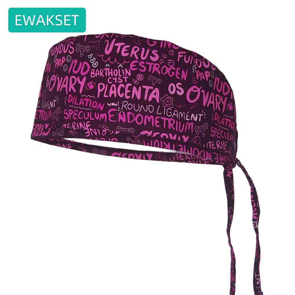New OBGYN Uterus pattern Scrub Cap Medical Nurse Maternity Work Hat for Woman Man 100% Cotton Surgical Hats