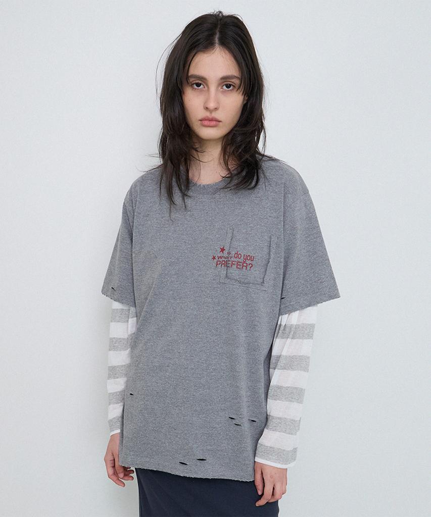 Peulipeopeulipeo Pocket Cutted Tee (Melange Gray)