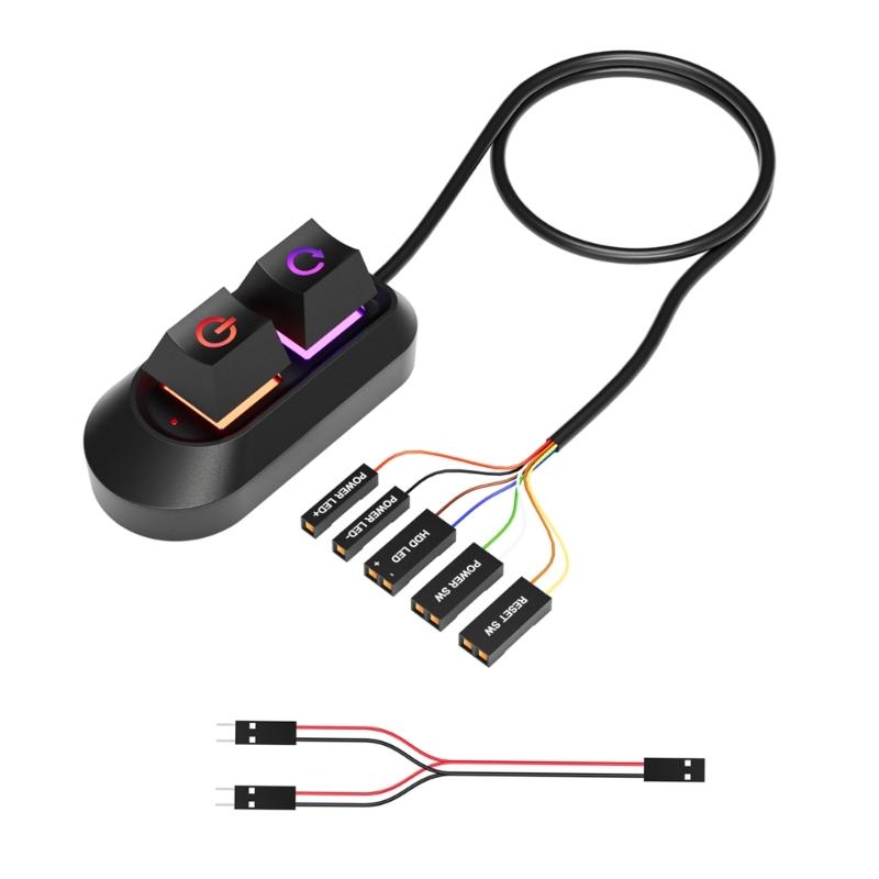 

Computer Case Power Button Extension Cable Kit Featuring Splitter Cable And Tactile Mechanical Switches
