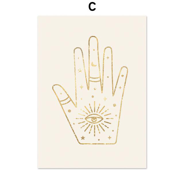 Divination Constellation Moon Sky Palm Reed Nordic Art Wall Posters And Prints Canvas Painting Pictures For Living Room Decor