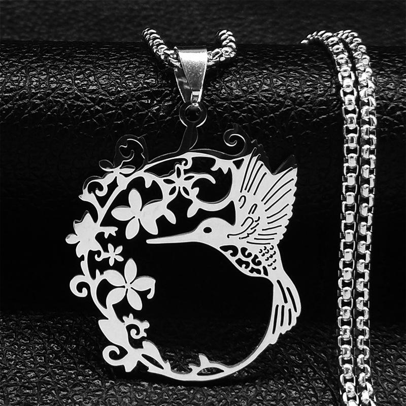 Bird Flower Chain Necklace for Women Men Animal Pendant Jewelry Accessories