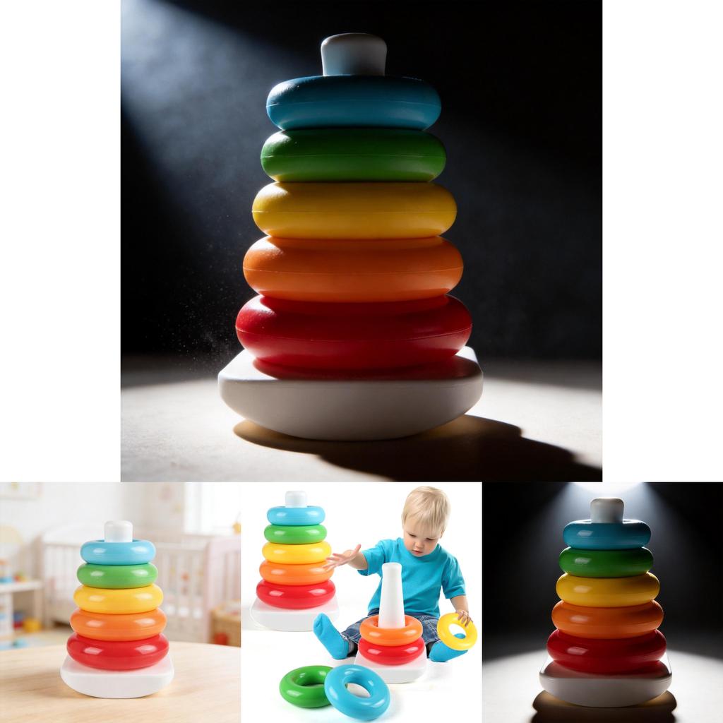 Rainbow Spinning Stacking Rings Toy For Baby Brain Development And Visual Skills