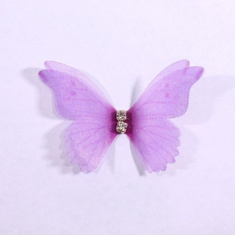 50Pcs Double-layer Chiffon Butterfly Embroidered Patches  Bridal Hair Accessories