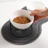 1 Set Tilting Pet Bowl Rack with Ceramic Bowl Protective for Home Kitchen Black