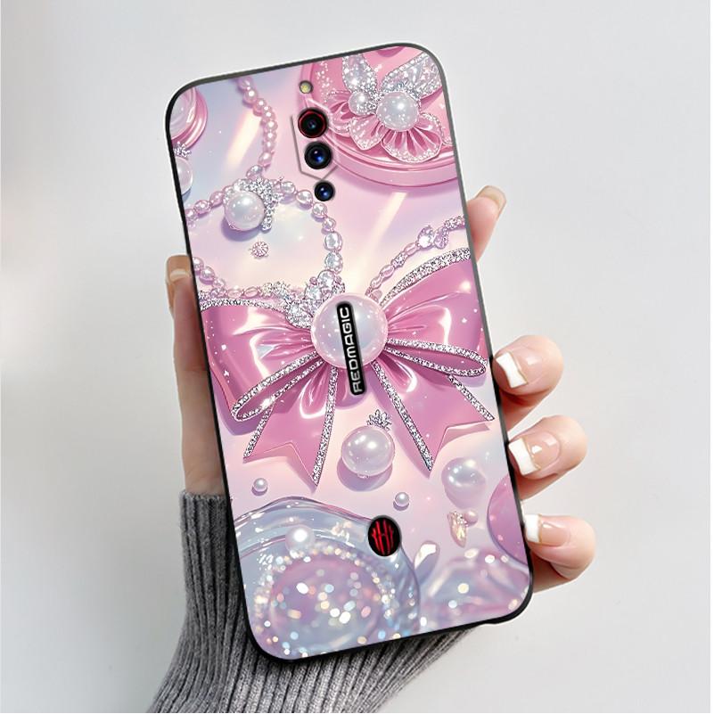 For ZTE Nubia RedMagic 5G Fundas Nubia Red Magic 5S Case Cover Soft Silicone Black Shell Printing Pattern Flower Cartoon Cases