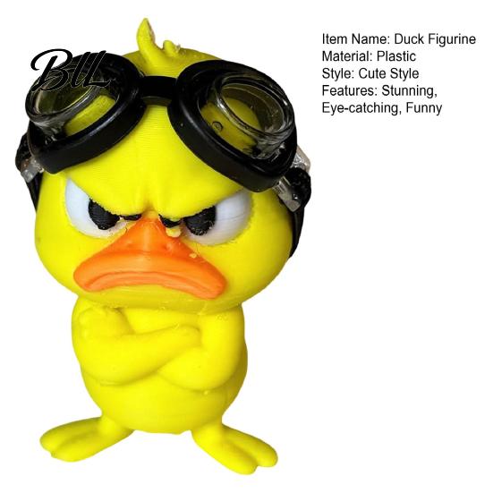 Funny Angry Duckling with Goggles Duck Figurine, Cute Yellow Desk Decoration, Little Standing Figurine for Decor Ornament Shelf, Car Dashboard