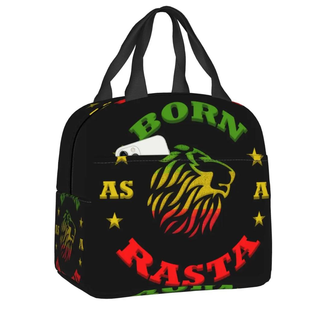 Reggae Music Lion Jamaican Flag Rasta Rastafari Thermal Insulated Lunch Bag Women Resuable Lunch Tote Travel Storage Food Box