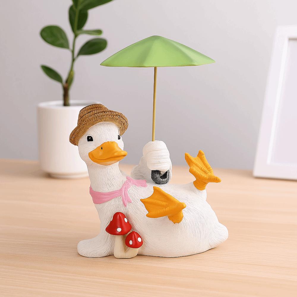 Simulated Duck Umbrella Ornament Handicraft Cartoon Resin Animal Sculpture  Children Girls Boys
