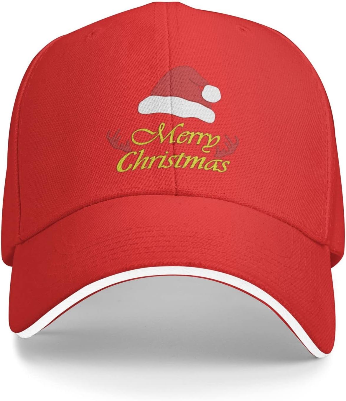 Merry Christmas Santa Hat Reindeer Holiday Baseball Cap Polyester Adjustable Dad Hat for Adult Unisex One Size