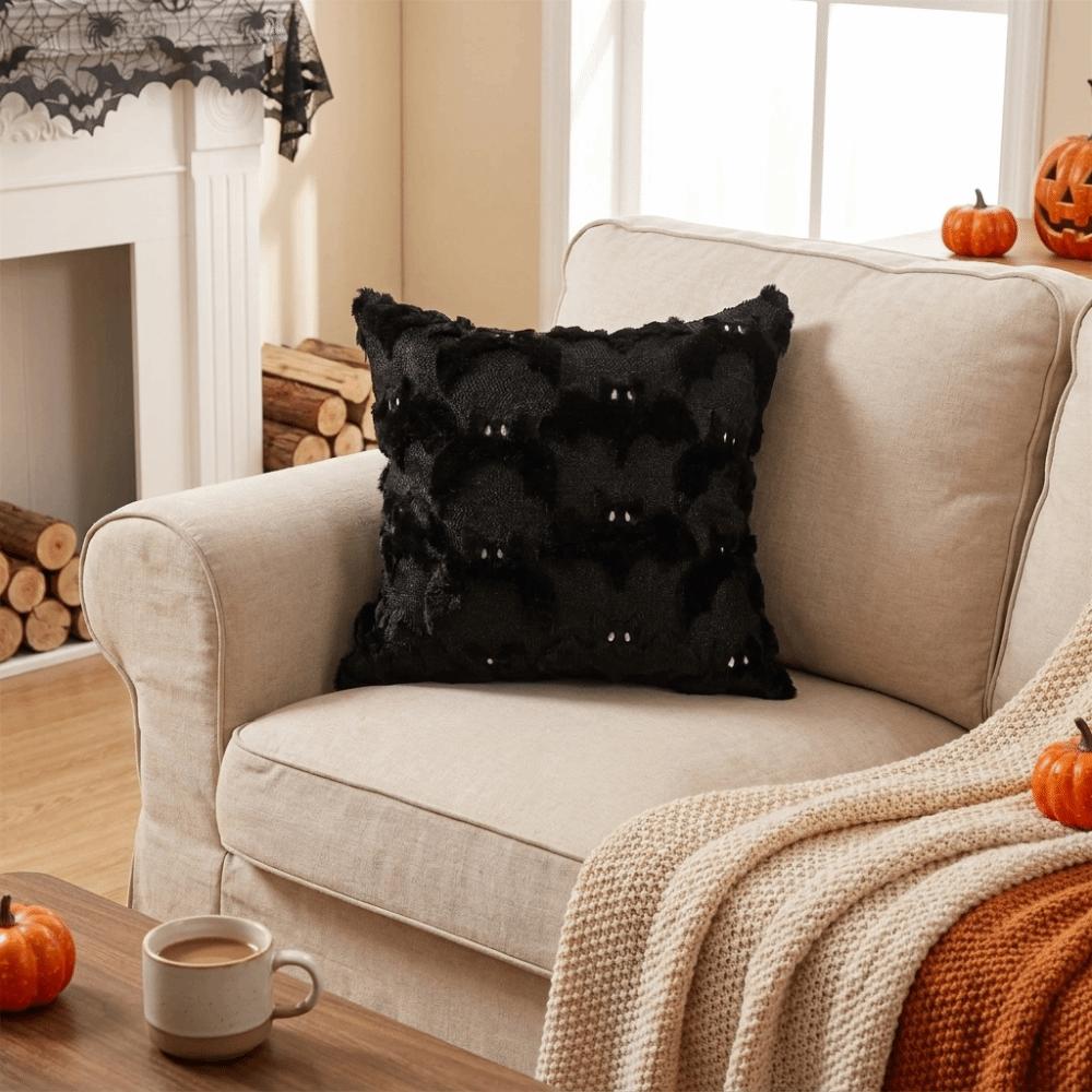 Soft Halloween Ghost Throw Pillow Covers Textured Lumbar Pillow Cover Plush Pillowcase Dorm