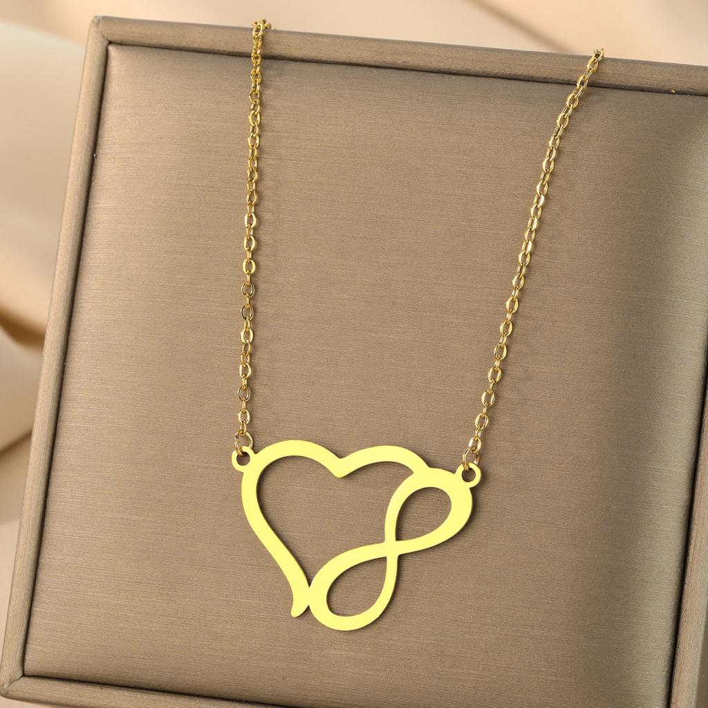 Kinitial Exquisite Fashion Earrings Handmade Heart Infinity Necklace - Minimal Heart Necklace Birthday Gift for Lovers
